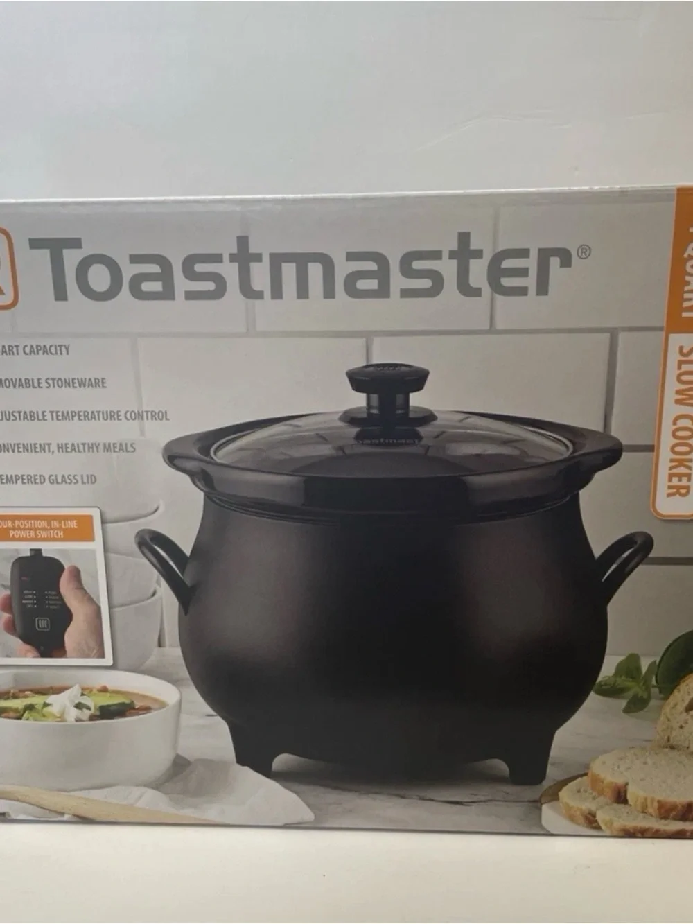 Toastmaster Black Slow Cooker with Glass Lid